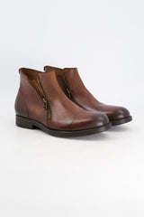 Drifty Grunge Double Zip Medium Ankle Brown Shoes