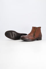 Drifty Grunge Double Zip Medium Ankle Brown Shoes