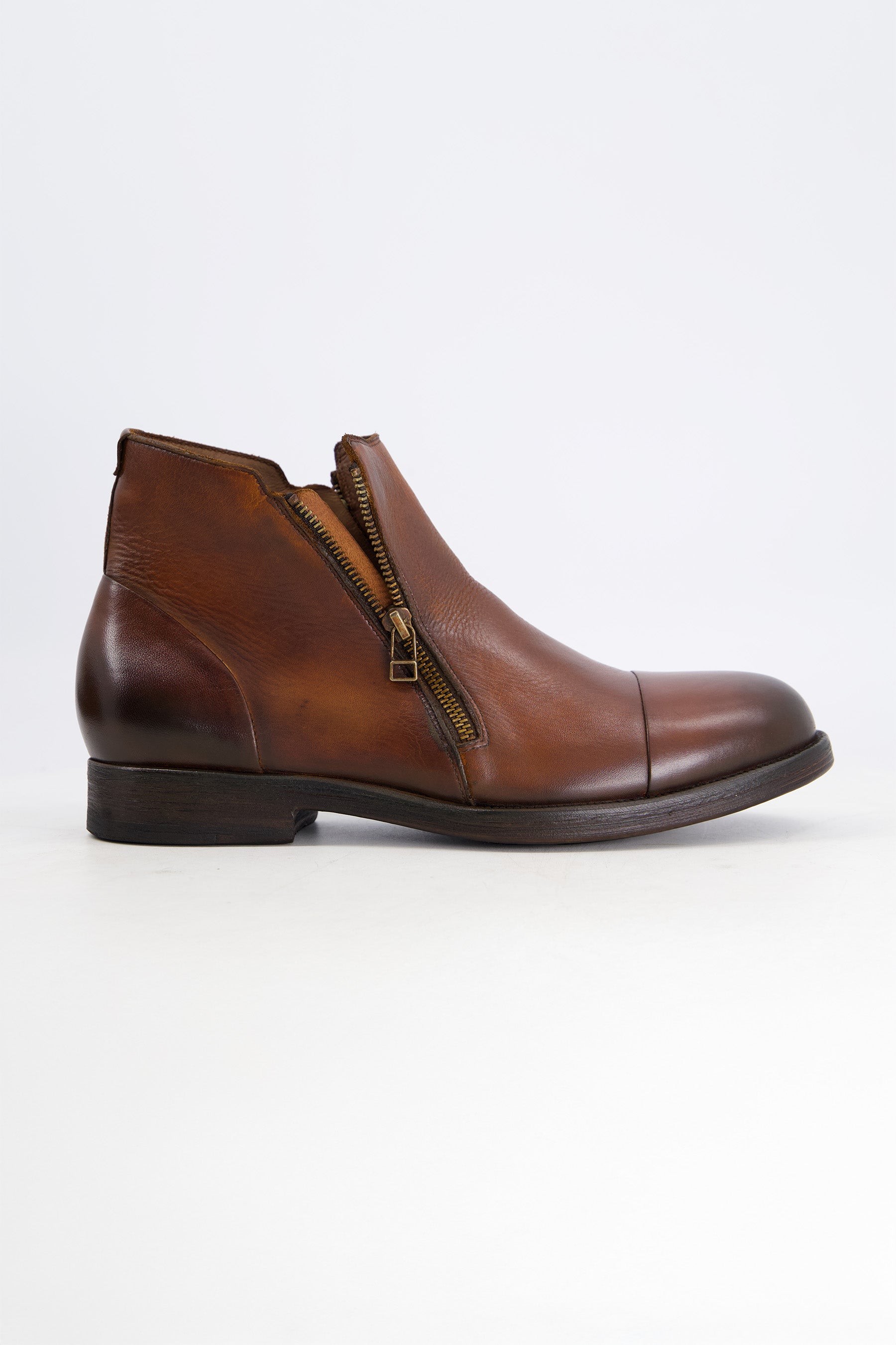 Drifty Grunge Double Zip Medium Ankle Brown Shoes