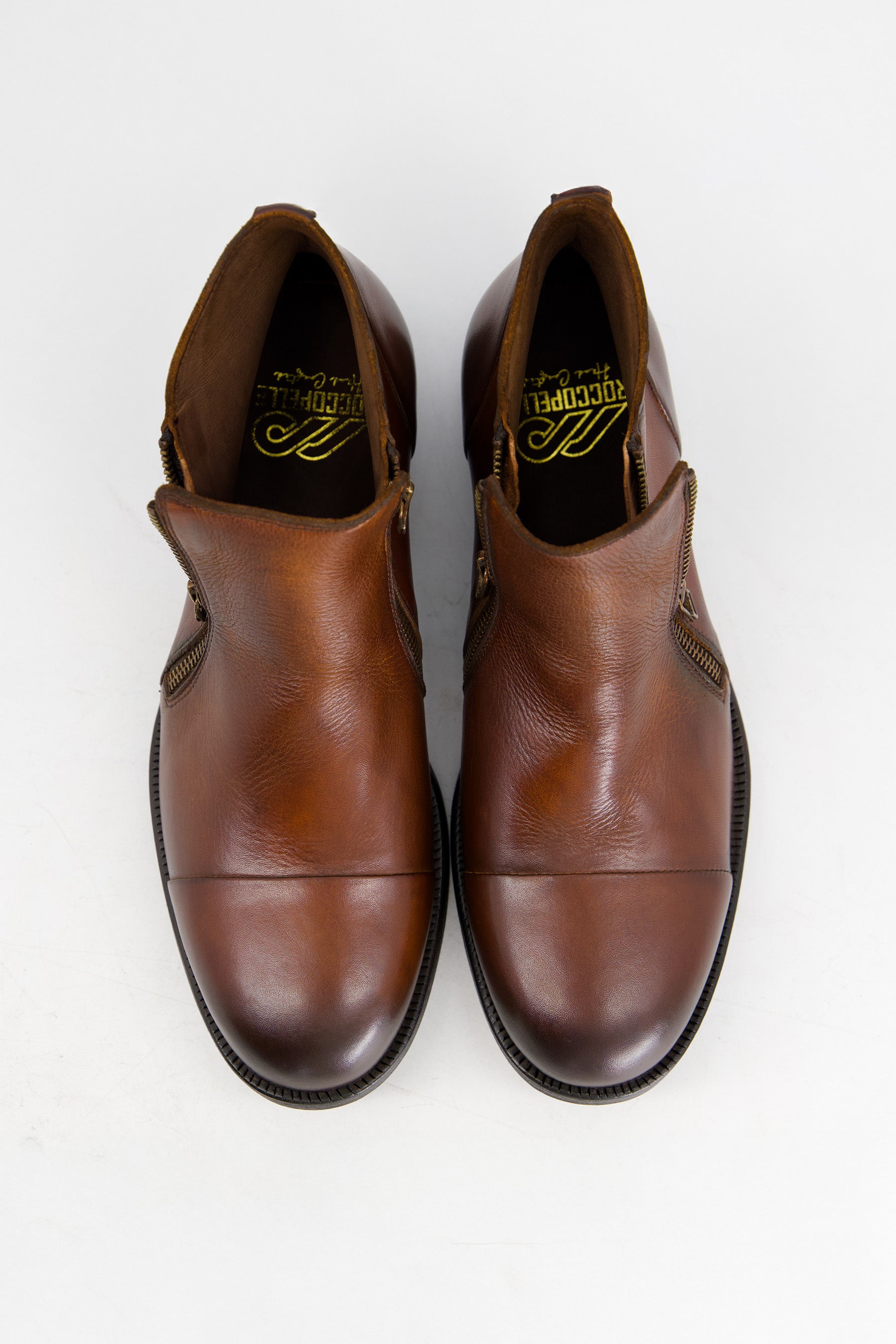 Drifty Grunge Double Zip Medium Ankle Brown Shoes